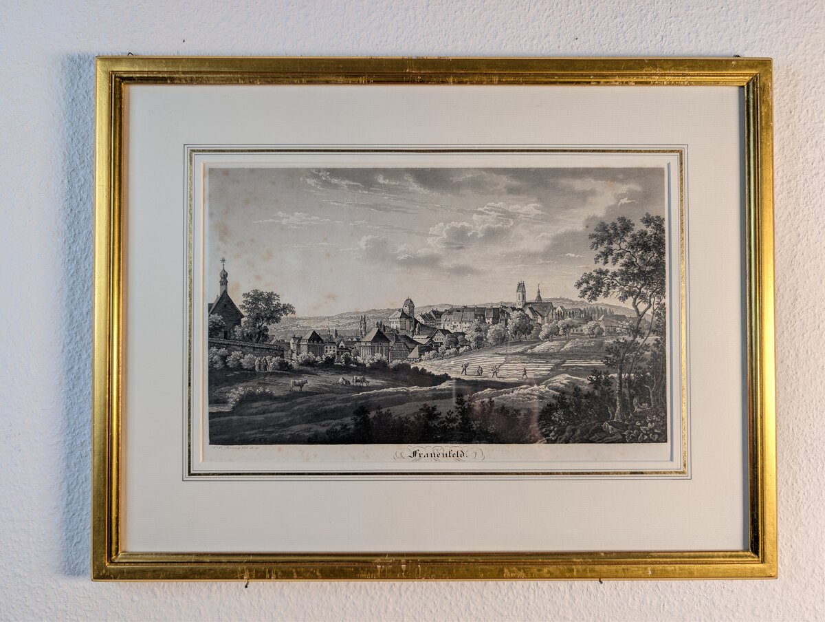 Frauenfeld — Aquatinta-Ansicht der Thurgauer Kantonshauptstadt von J. B. Isenring