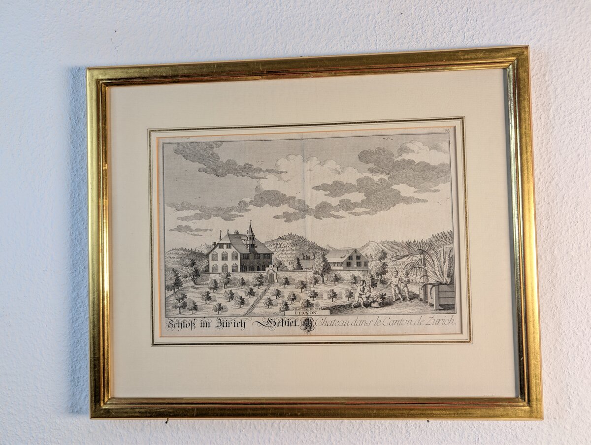 ユーティコンの城館（チューリッヒ地方）— ダーヴィト・ヘルリベルガーによる銅版画、1750年頃です