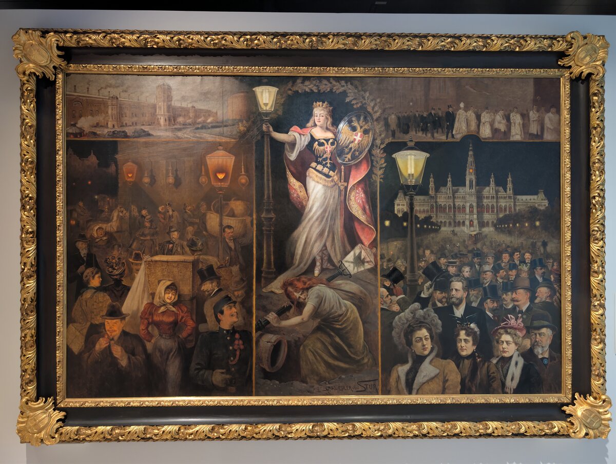 Die alte und die neue Gasbeleuchtung – Allegorie Wiens (Triptychon)
