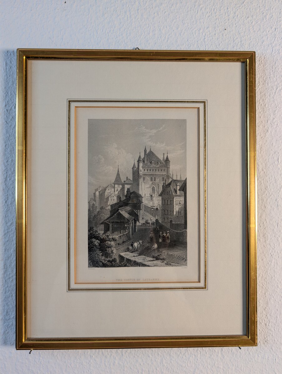 The Castle of Lausanne – Steel Engraving after W. H. Bartlett