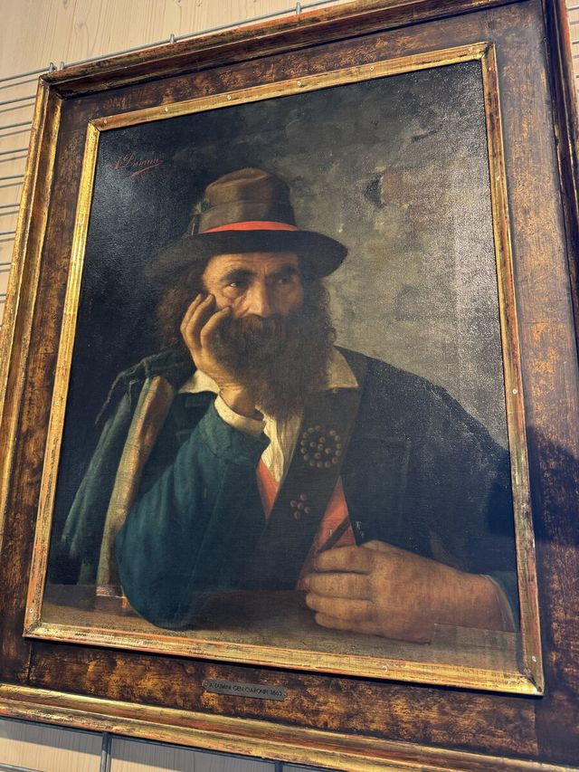 Bärtiger Älpler mit Hut – Ölgemälde A. Dumini, 1888
