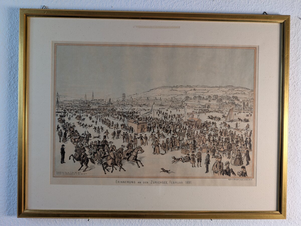 Erinnerung an den Zürichsee, Februar 1891 – Seegfrörni-Lithografie