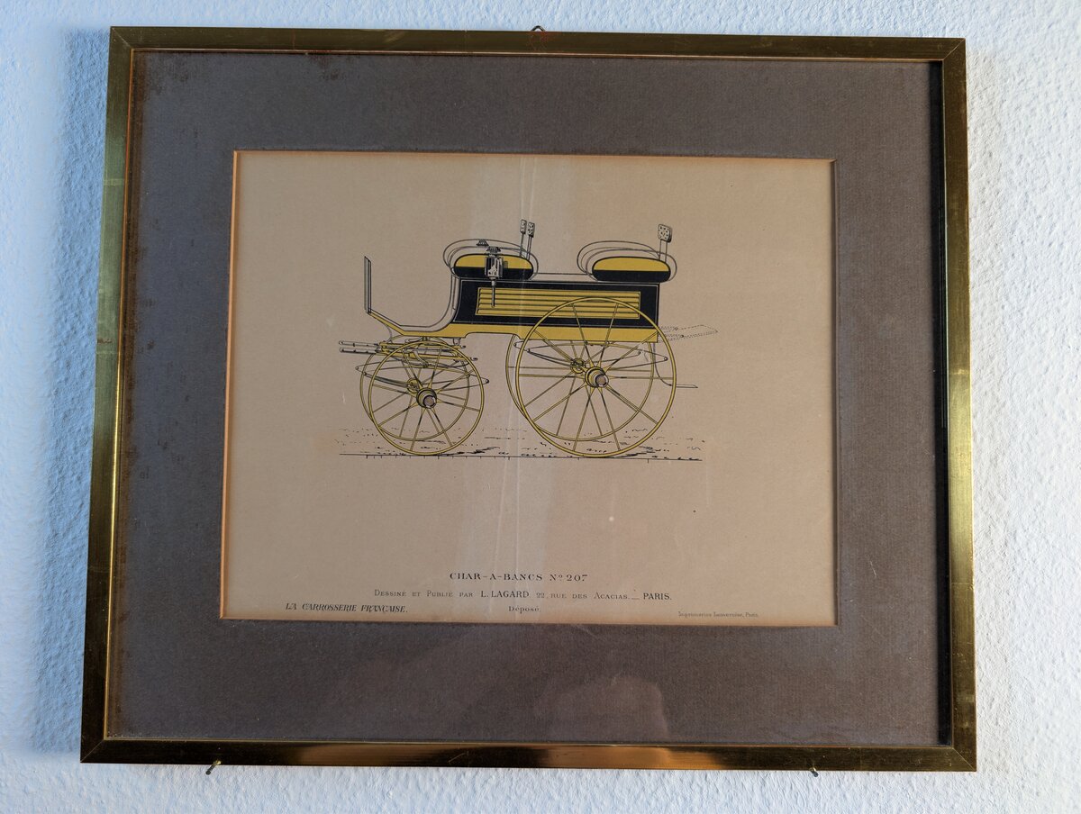 Char-à-Bancs No. 207 – Kolorierte Lithografie einer französischen Kutsche aus «La Carrosserie Française»