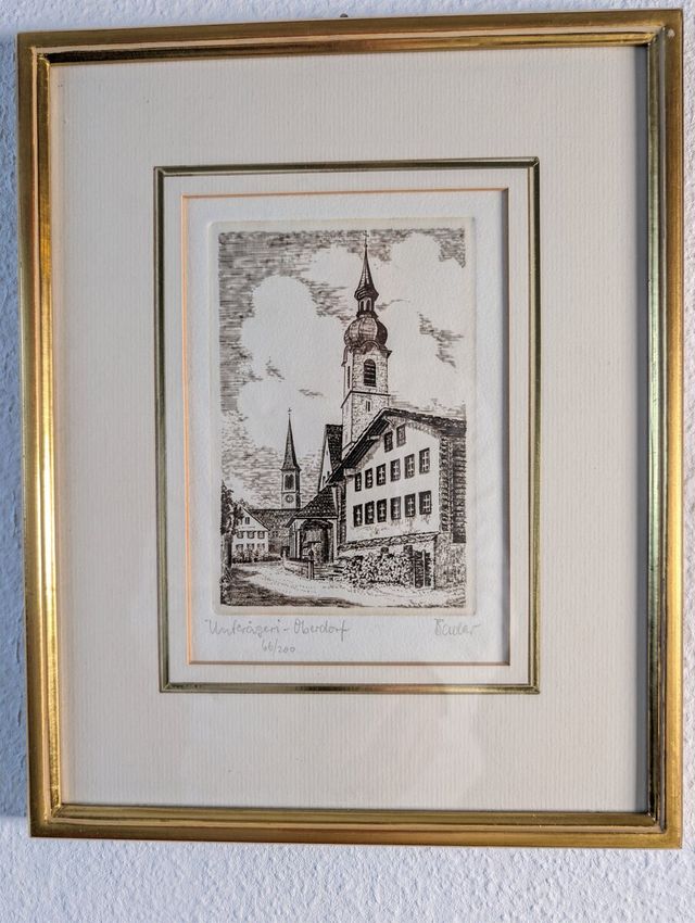 Unterägeri-Oberdorf – Kupferstich W. Bader, signiert 66/200