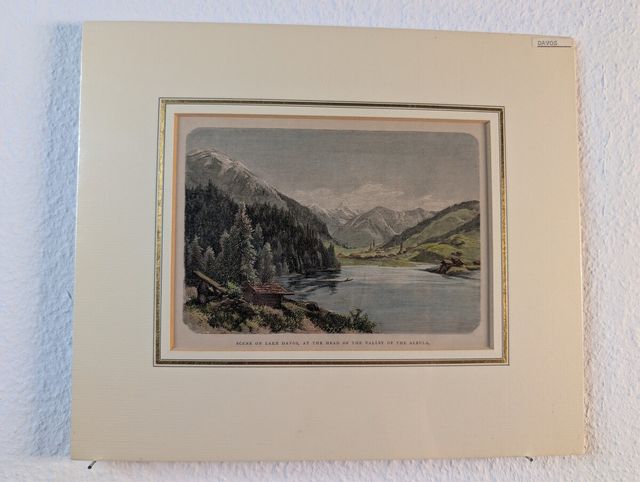 Scene on Lake Davos – Handkolorierter Holzstich, 19. Jh.