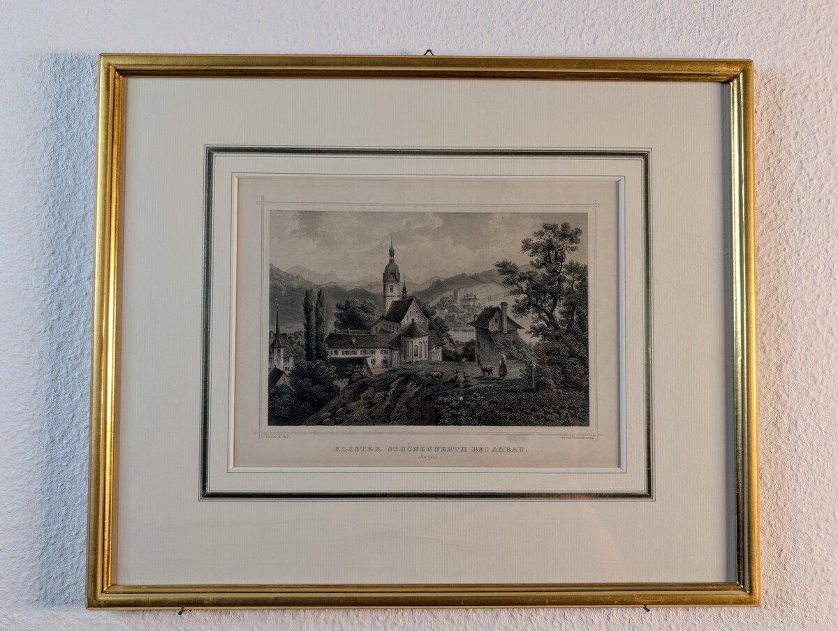 Kloster Schönenwerth bei Aarau – kolorierter Stahlstich nach Ludwig Rohbock, gestochen von Fr. Hablitschek, um 1860
